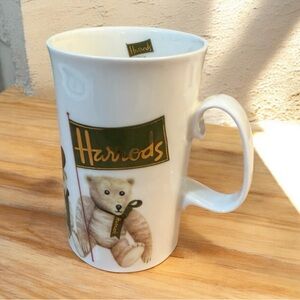Harrods Edwardian Teddy Bear Mug Knightsbridge Fine Bone China Green Gold 4.25"